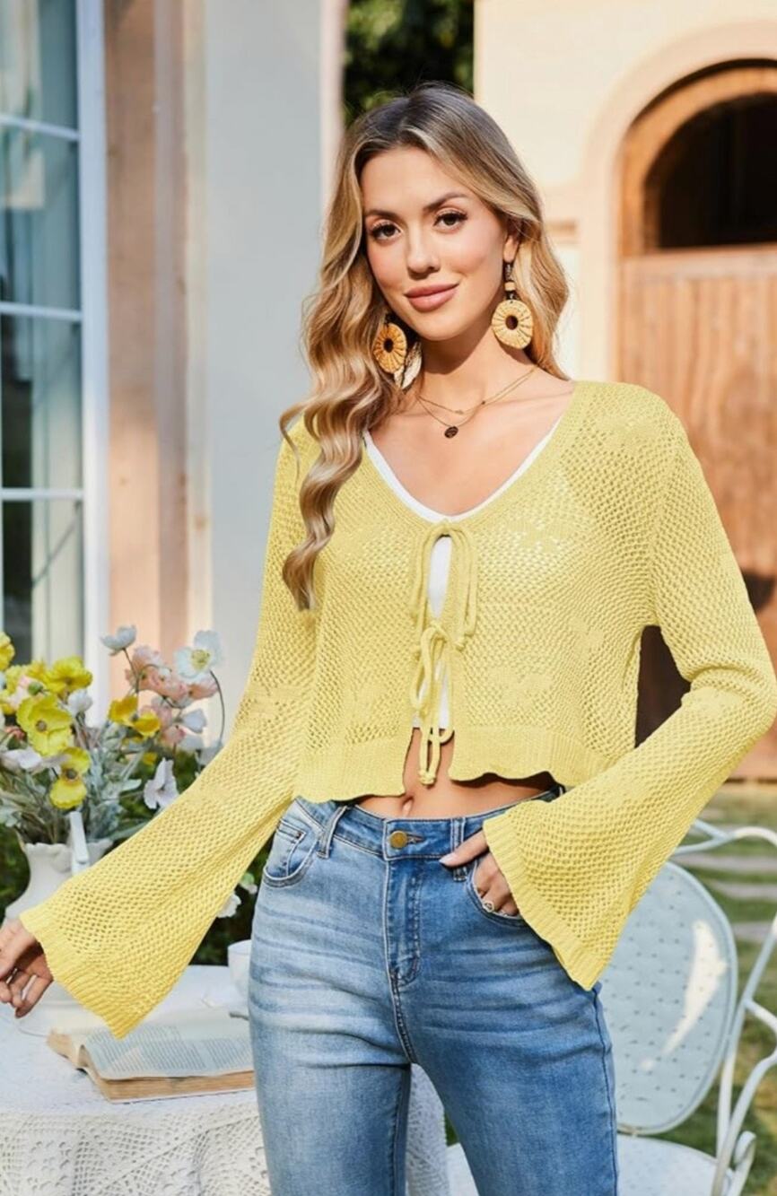 #237 MSRP $33 NWT BALIMTOY CROCHET CROPPED CARDIGAN SHRUG COVER UP ♡SIZE S♡